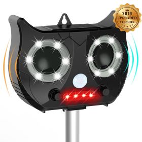 Solar Powered Animal Repellent; Ultrasonic Animal Repeller Cat Repellent Outdoor Bird Repeller Ultrasonic Dog Animal Deterrent Devices For Squirr (Color: Black, Style: Classic)