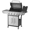 Gas Grill, 4 Burner Propane Gas Grill with Side Burner, 425 SQ.In Grilling Area, Carbon Steel Enamel Grates, Outdoor 52,000 BTU Patio Garden BBQ Gril