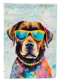 Chocolate Labrador Hippie Dawg House Flag Large Porch Sleeve Pole Decorative Outside Yard Banner Artwork Wall Hanging, Polyester, House Size (Default: Default)