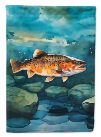Brown Trout House Flag Large Porch Sleeve Pole Decorative Outside Yard Banner Artwork Wall Hanging, Polyester, House Size, Multicolor (Default: Default)