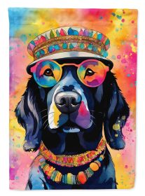 Black Labrador Hippie Dawg House Flag Large Porch Sleeve Pole Decorative Outside Yard Banner Artwork Wall Hanging, Polyester, House Size, Multico (Default: Default)