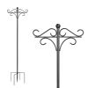 Outdoor Shepherds Hook Adjustable Height Metal Garden Hanger with 5-Prong Base & Double Hooks for Bird Feeders, Lanterns, Wedding Patio Decor  for Bi